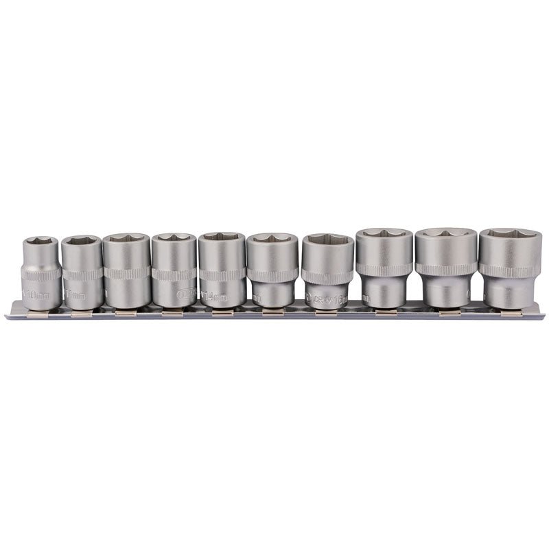 Draper 3/8" Square Drive Socket Set On Metal Rail (10 Piece) - McCormickTools