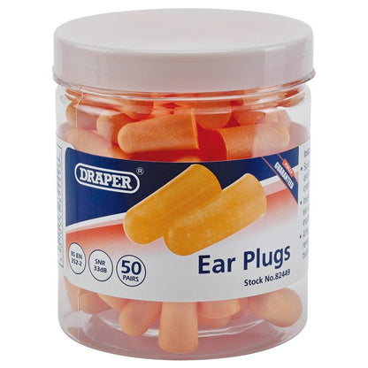 Draper 50 Pairs of Ear Plugs in Plastic Jar 82449