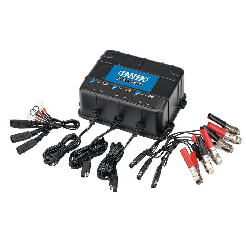 Draper 53172 6V/12V 3 Bank Charger Station - McCormickTools