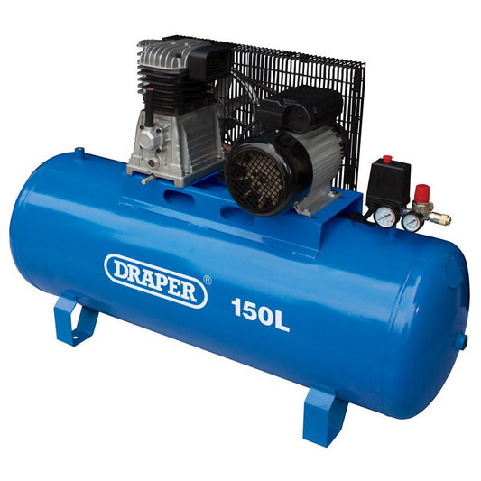 Draper 55304 150L Stationary Belt - Driven Air Compressor 2.2kW