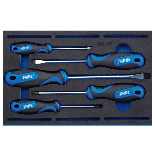 Draper 63400 Soft Grip Screwdriver Set in 1/4 Drawer EVA Insert Tray 5 Piece