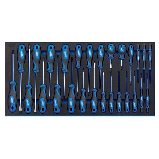 Draper 63406 Soft Grip Screwdriver Set in Full Drawer EVA Insert Tray 27 Piece