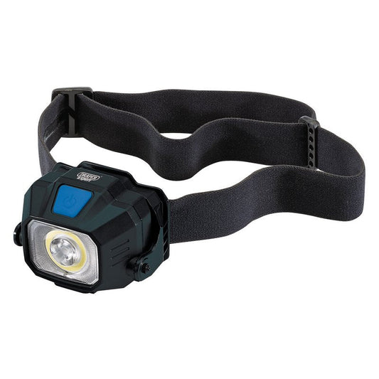 Draper 65689 COB/SMD LED Wireless/USB Rechargeable Head Torch 6W 400 Lumens USB - C Cable Supplied