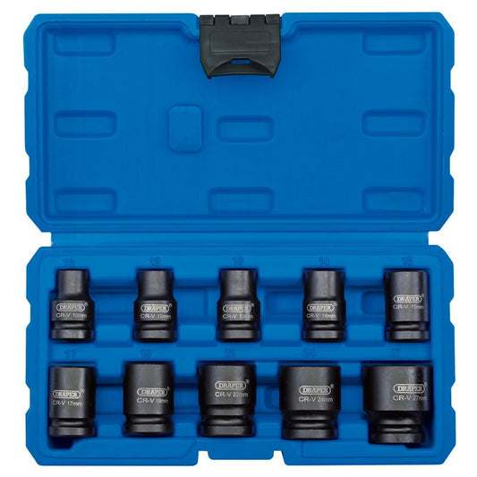 Draper 83092 1/2" Sq. Dr. Metric Impact Socket Set 10 Piece - McCormickTools