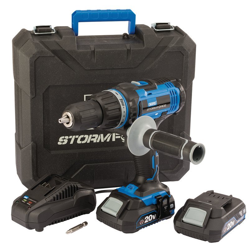 Draper 89523 Draper Storm Force® 20V Combi Drill with 2 x 2.0Ah batteries and charger - McCormickTools