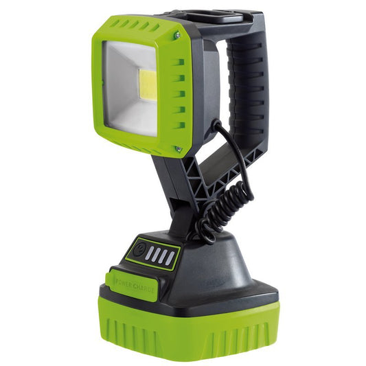 Draper 90033 10W COB LED Rechargeable Work Light - 1000 Lumens Green 4x 2.2 Ah Li - ion Batteries Supplied