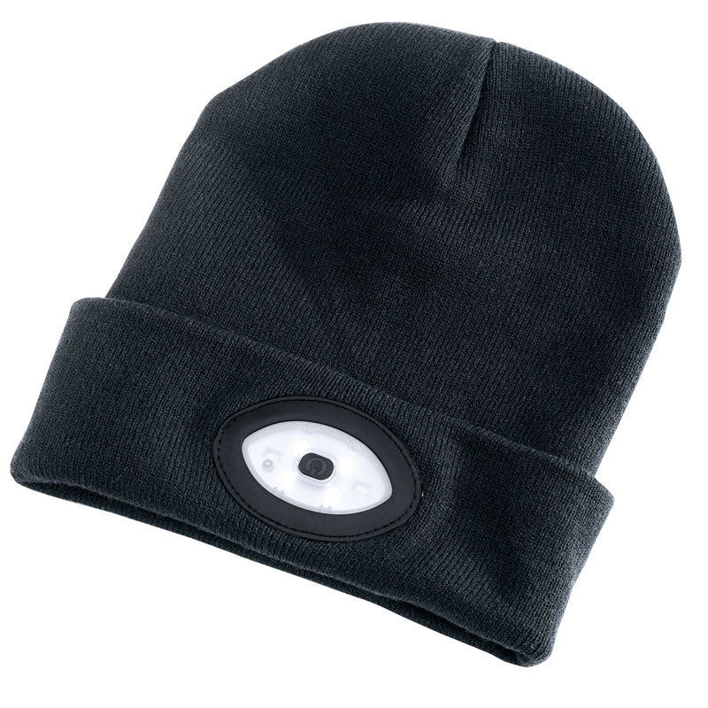 Draper 99521 Beanie Hat with 1W Rechargeable Torch - 100 Lumens Black One Size