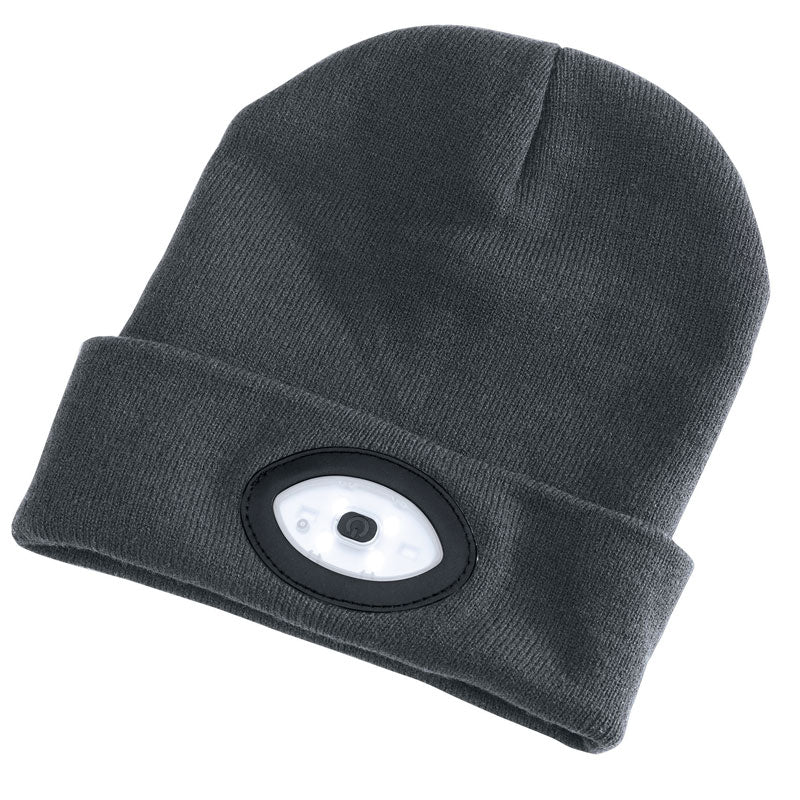 Draper 99522 Beanie Hat with 1W Rechargeable Torch - 100 Lumens Grey One Size