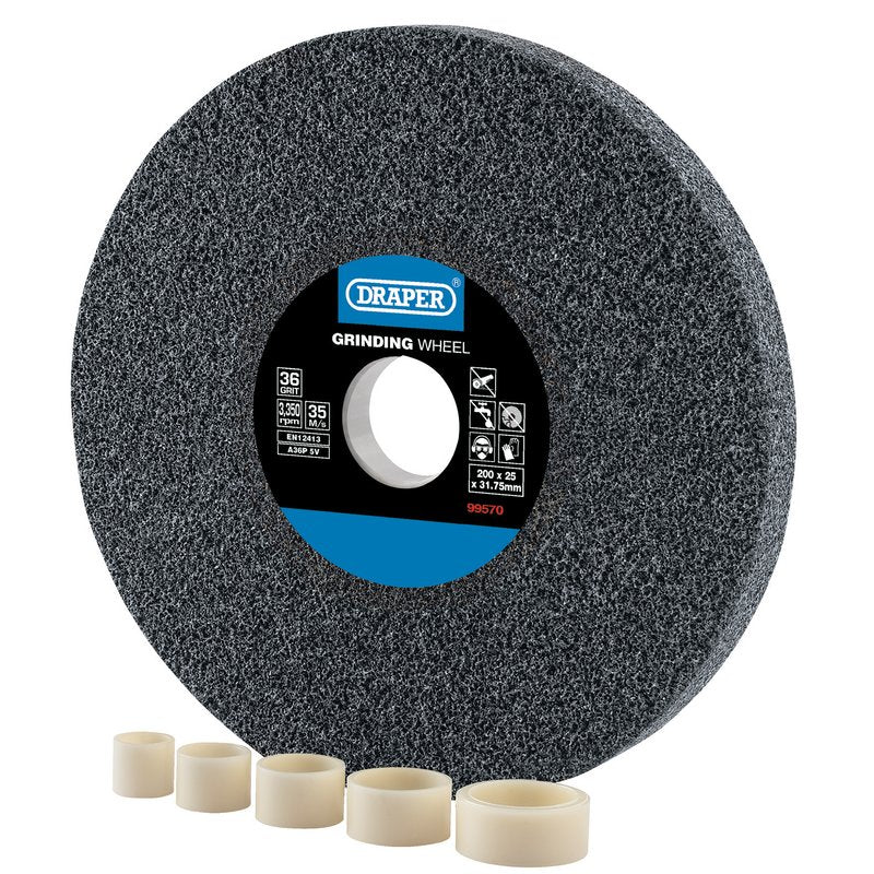 Draper 99570 Aluminium Oxide Bench Grinding Wheel 36G 200mm x 25mm