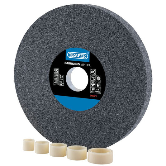 Draper 99571 Aluminium Oxide Bench Grinding Wheel 60G 200mm x 25mm