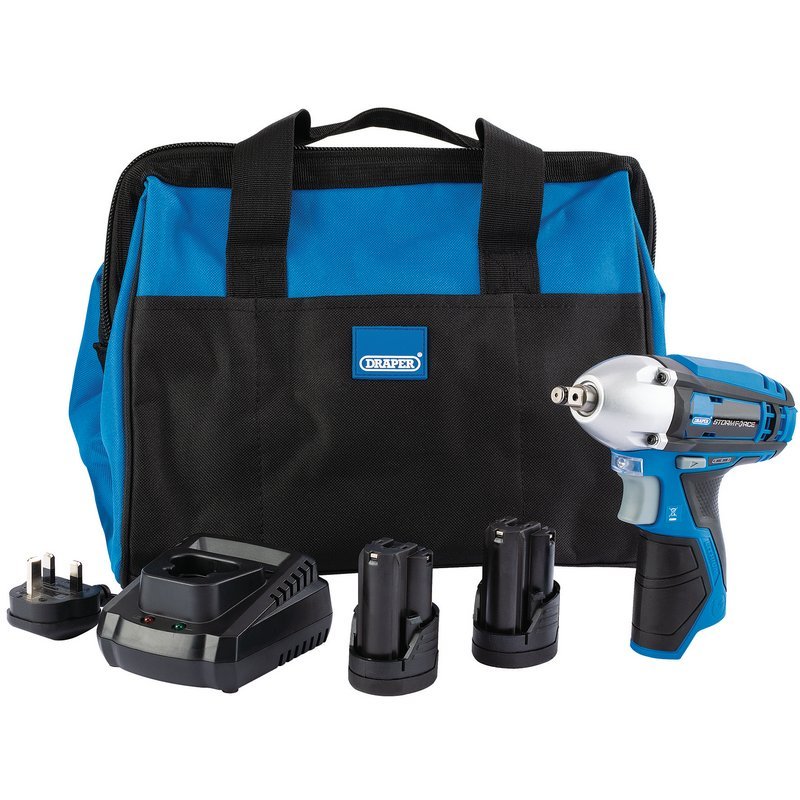 Draper 99717 Draper Storm Force® 10.8V Power Interchange 3/8" Impact Wrench Kit +2x 1.5Ah Batteries Charger and Bag