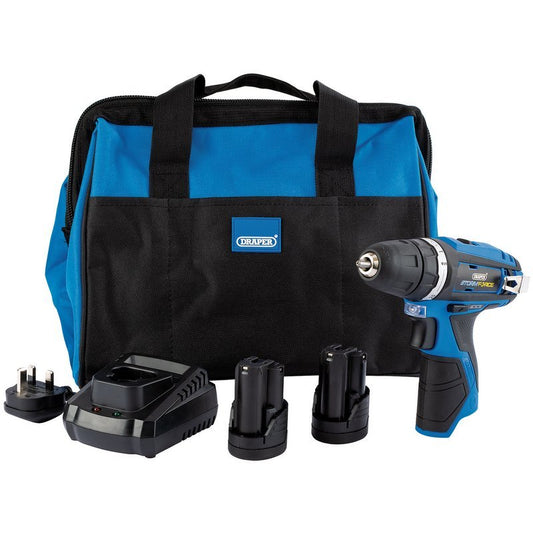 Draper 99718 Draper Storm Force® 10.8V Power Interchange Rotary Drill Kit +2x 1.5Ah Batteries Charger and Bag