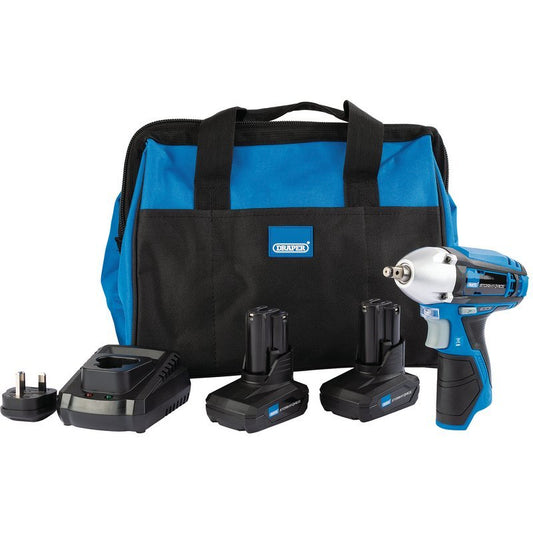 Draper 99721 Draper Storm Force® 10.8V Power Interchange Impact Wrench Kit +2x 4Ah Batteries Charger and Bag