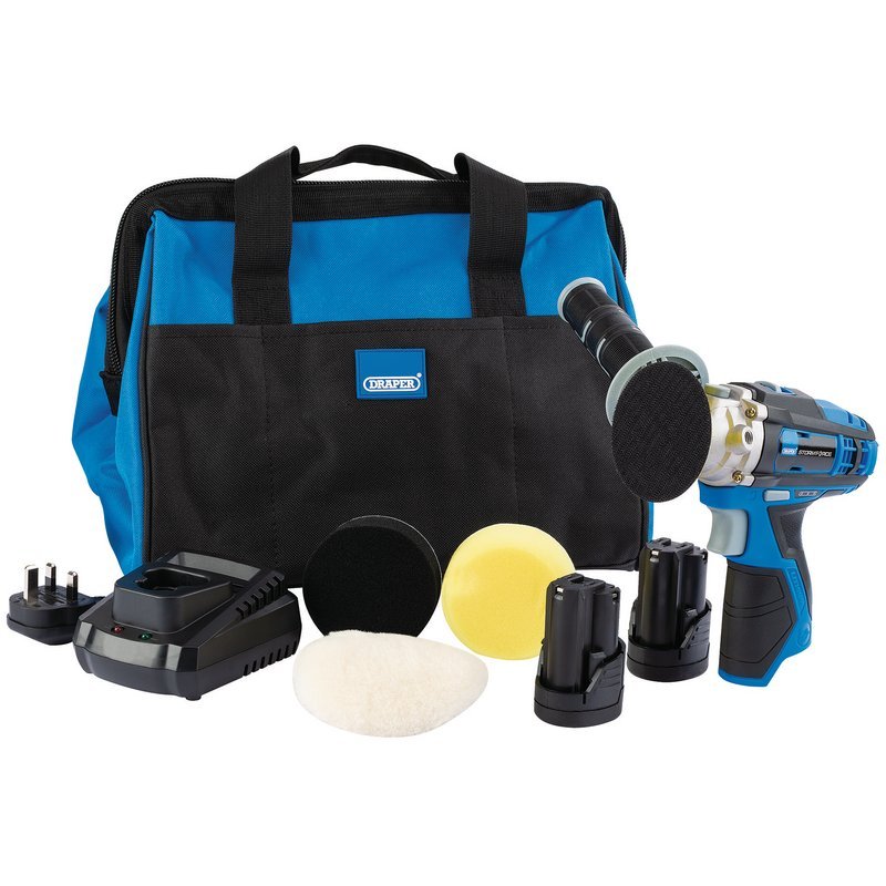 Draper 99725 Draper Storm Force® 10.8V Power Interchange Mini Polisher Kit +2x 1.5Ah Batteries Charger and Bag