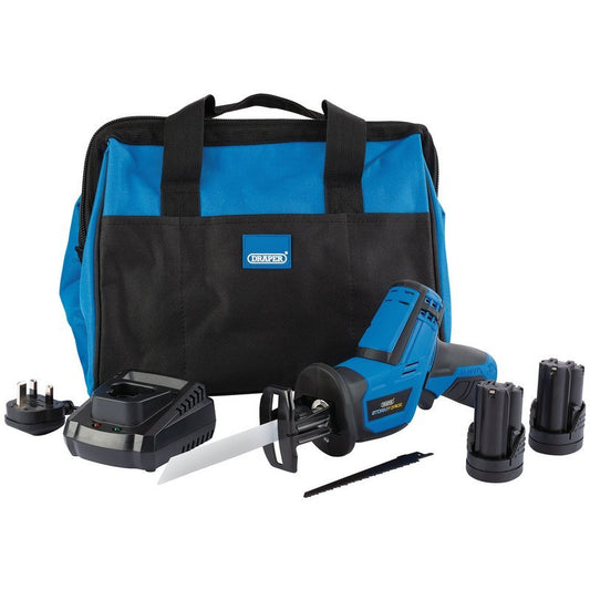 Draper 99726 Draper Storm Force® 10.8V Power Interchange Reciprocating Saw Kit +2x 1.5Ah Batteries Charger and Bag