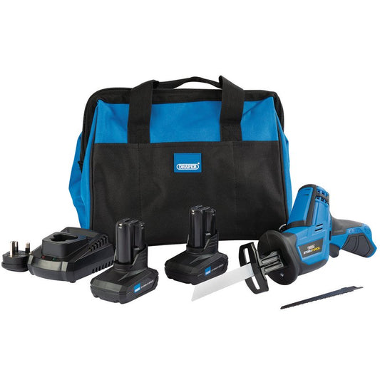 Draper 99728 Draper Storm Force® 10.8V Power Interchange Reciprocating Saw Kit +2 x 4Ah Batteries Charger and Bag