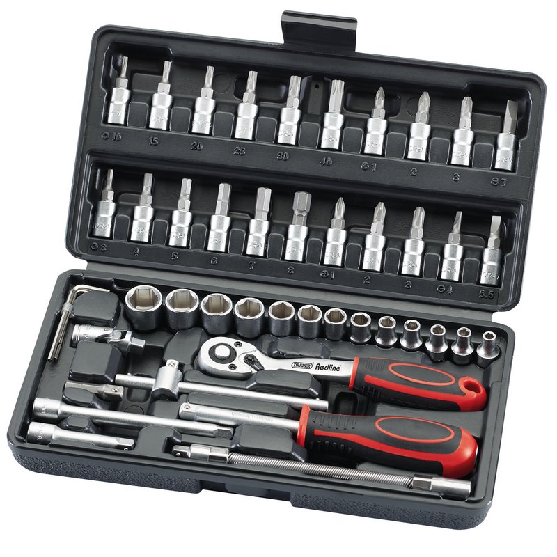 Draper 99803 Draper Redline 1/4" Sq. Dr. Socket Set 46 Piece - McCormickTools