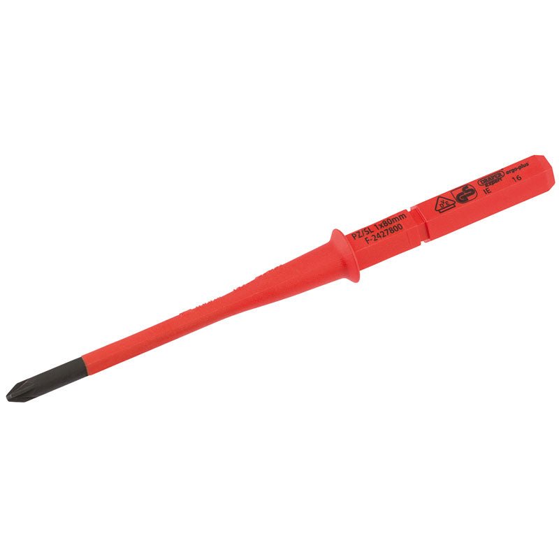 Draper Ergo Plus®️ Extra Slim Pz/Sl Type Vde Interchangeable Screwdriver Blade No:1 X 80mm