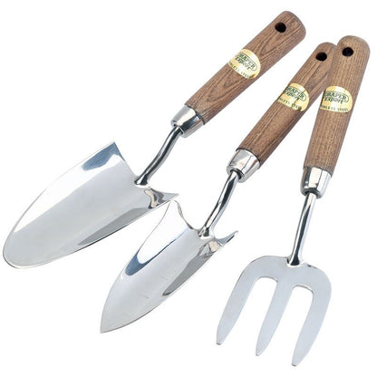 Draper Expert 3 Piece Stainless Steel Hand Fork and Trowels Set with FSC Certified Ash Handles 09565