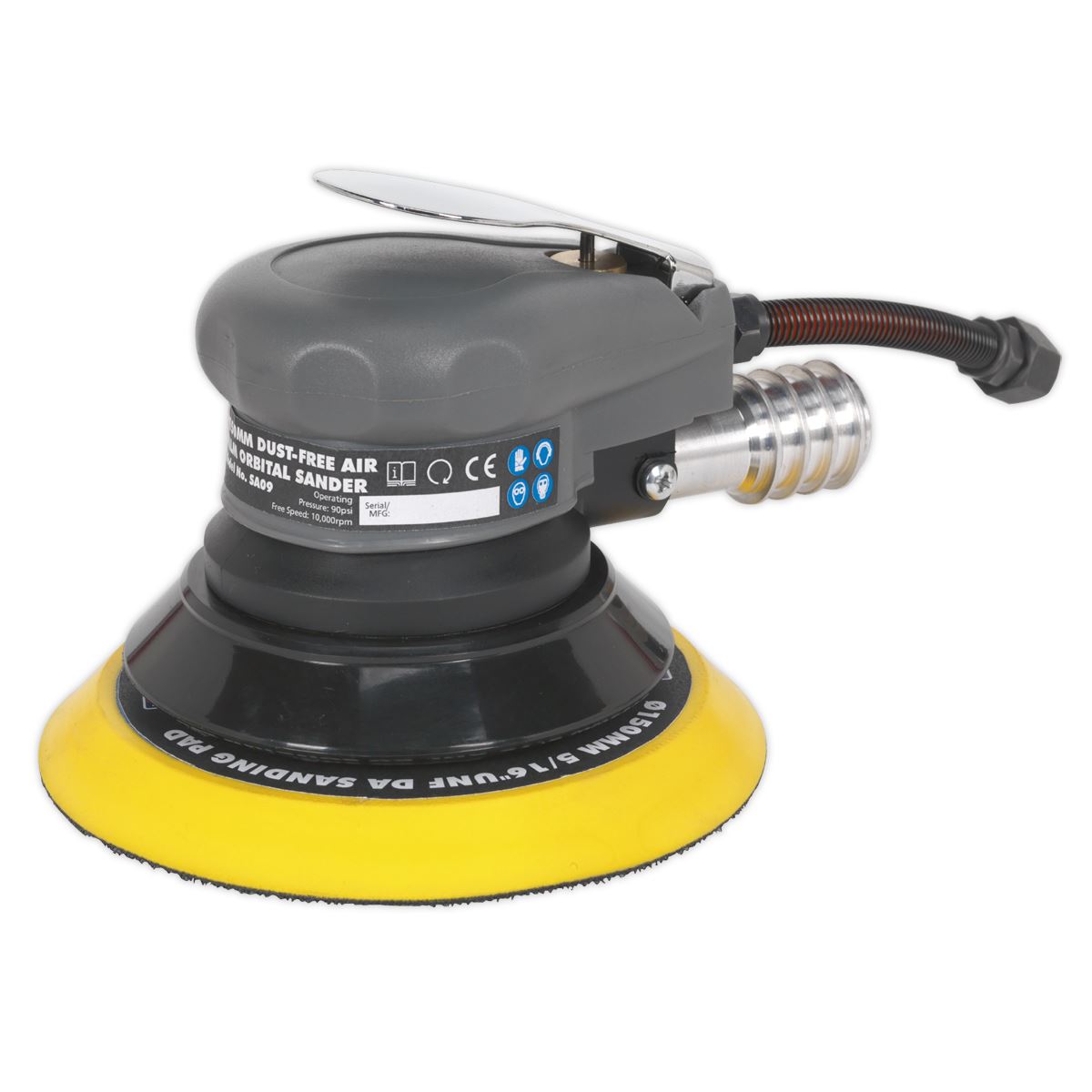 Sealey SA09 Air Palm Orbital Sander Ø150mm Dust-Free