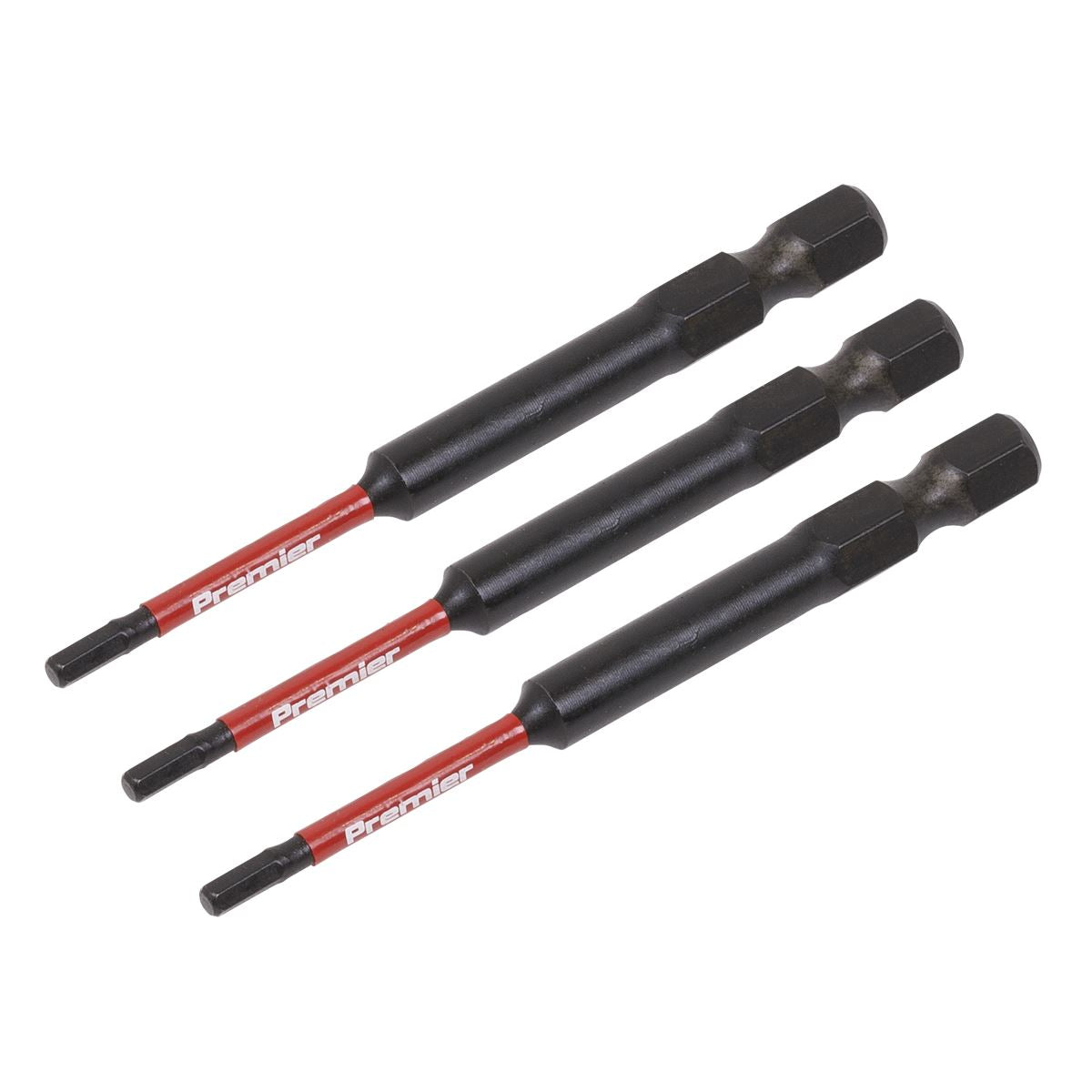 Sealey AK8260 Hex 2.5mm Impact Power Tool Bits 75mm - 3pc