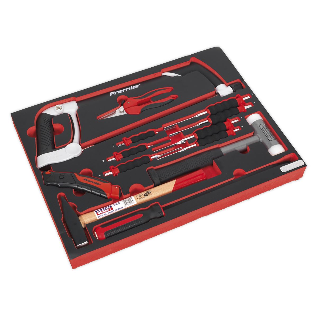 Sealey TBTP06EU Tool Tray with Hacksaw Hammers & Punches 13pc