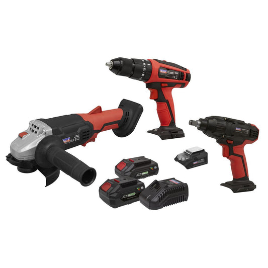 Sealey CP20VCOMBO1 3 x Tool Cordless Combo Kit 20V SV20 Series