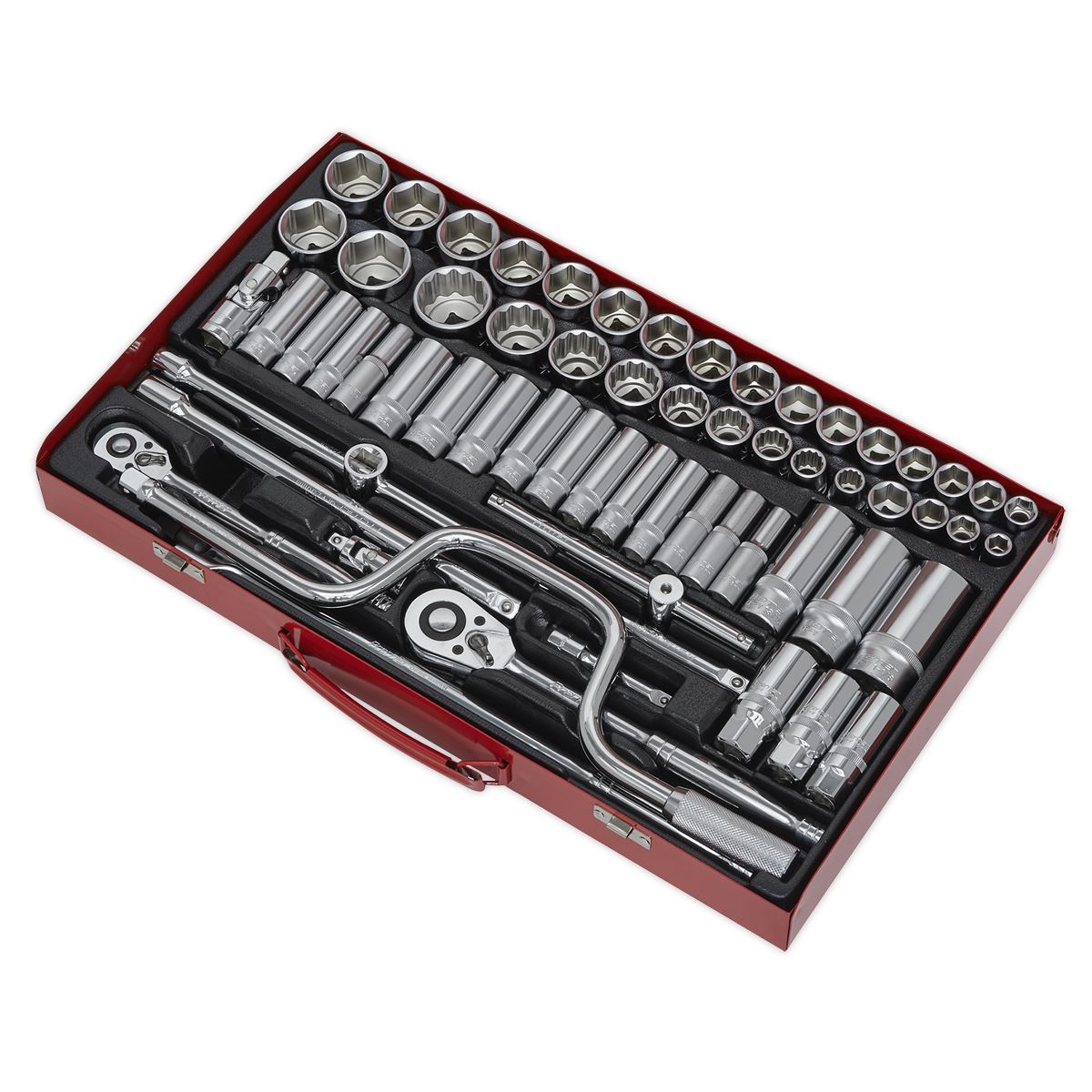 Sealey AK694 Socket Set 64pc 3/8" & 1/2"Sq Drive 6pt WallDrive® - Metric/Imperial