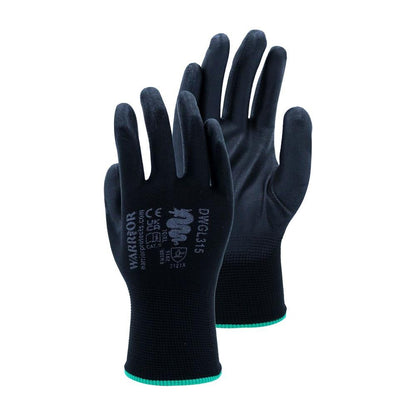 Warrior Black PU Coated Work Gloves