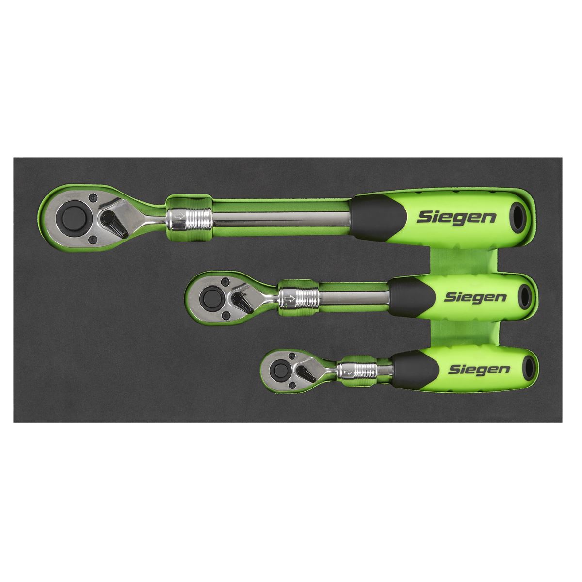 Siegen S01285 Ratchet Wrench Set Extendable 3 Piece 1/4", 3/8", 1/2"