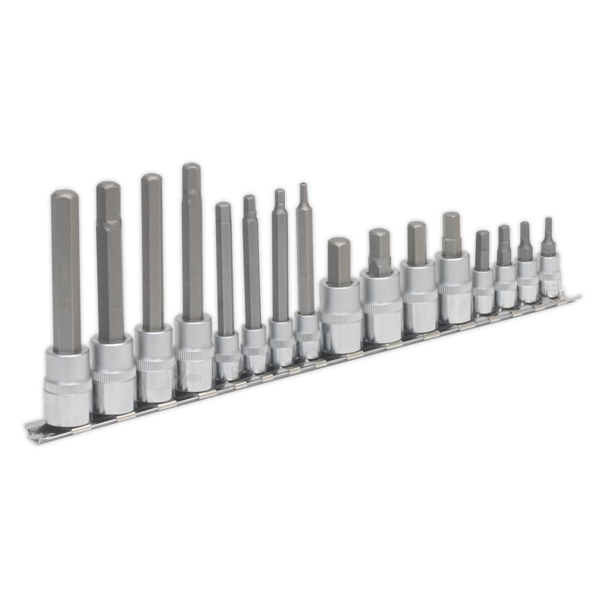 Sealey AK6219 Hex Socket Bit Set 16pc 1/4" & 3/8"Sq Drive