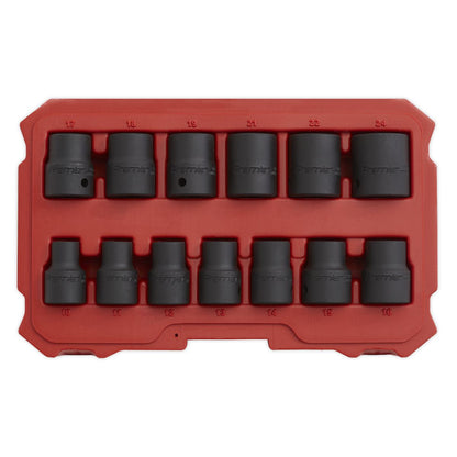 Sealey AK5616M Impact Socket Set 13pc 1/2"Sq Drive Lock-On™ 6pt Metric