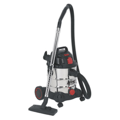 Sealey PC200SDAUTO Vacuum Cleaner Industrial 20L 1400W/230V Stainless Drum Auto Start