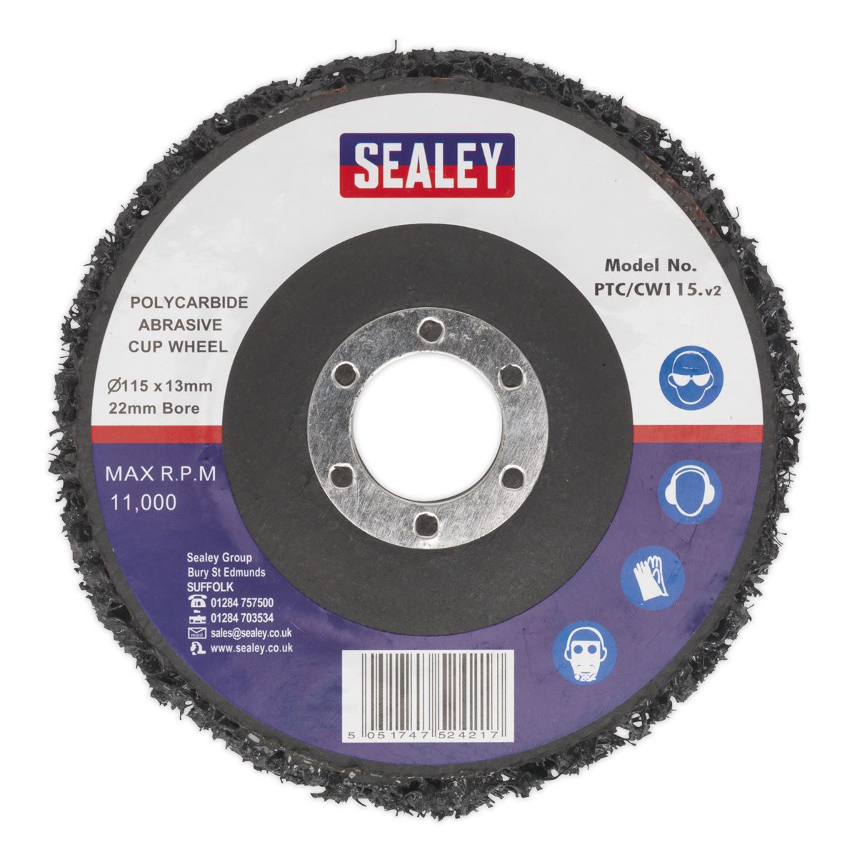 Sealey PTC/CW115 Polycarbide Cup Wheel Ø115 x 13 x Ø22mm