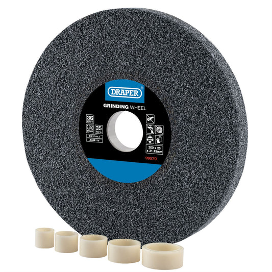 Draper 99570 Aluminium Oxide Bench Grinding Wheel 200 x 25mm 36 Grit