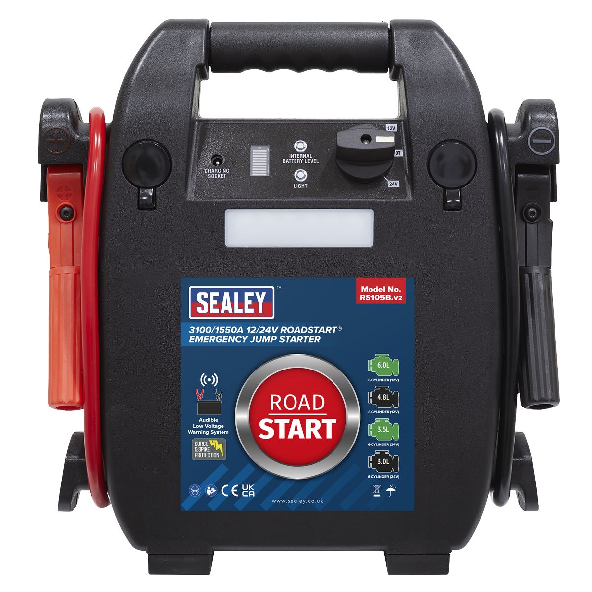 Sealey RS105B RoadStart® Emergency Jump Starter 12/24V 6L 8-Cylinder