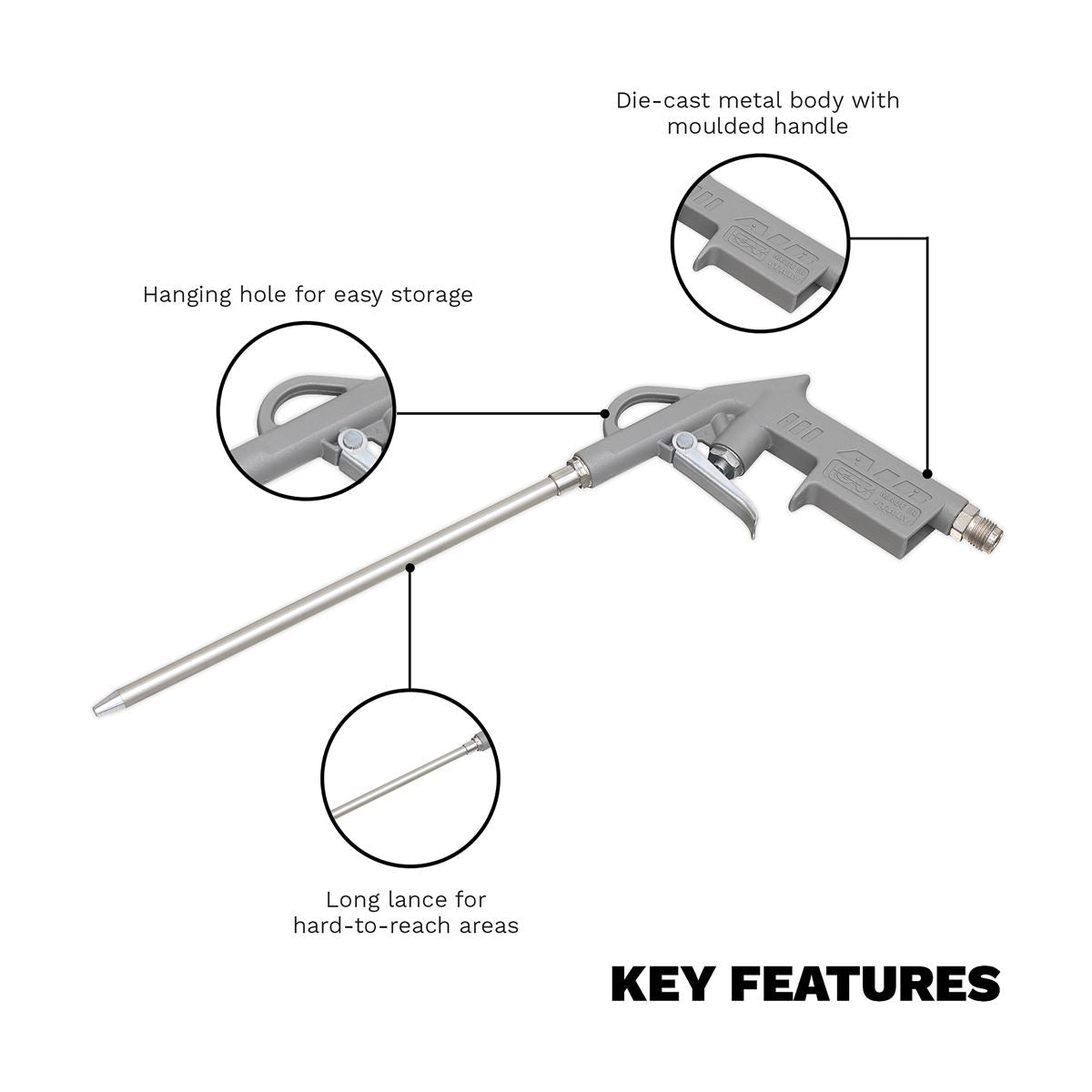 Sealey SA919 Air Blow Gun 200mm with 1/4"BSP Air Inlet