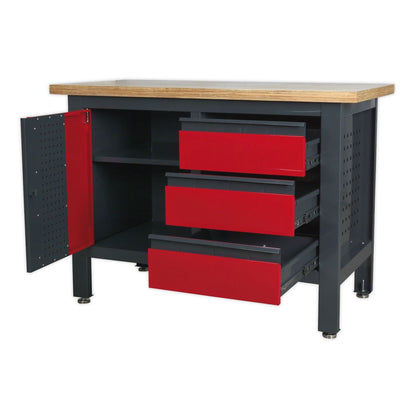 Sealey AP1372B Workstation with 3 Drawers & Cupboard