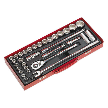 Sealey AK693 Socket Set 32pc 1/2"Sq Drive 6pt WallDrive® - Metric/Imperial