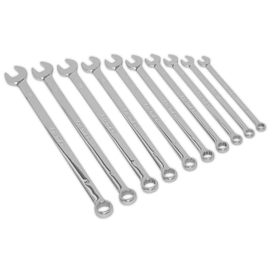 Sealey AK6310 Combination Spanner Set 10pc Extra-Long Metric