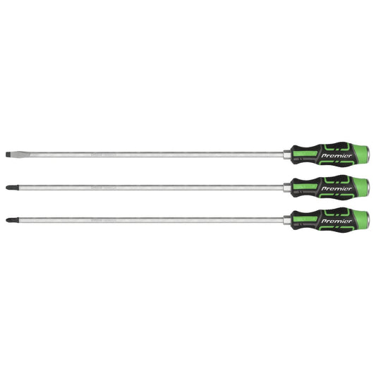 Sealey AK4942HV Extra-Long Hammer-Thru Screwdriver Set Hi-Vis Green 450mm 3pc