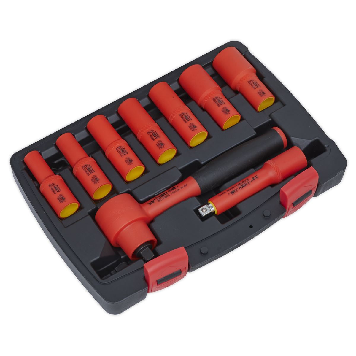 Sealey AK7942 Insulated Socket Set 9pc 3/8"Sq Drive 6pt WallDrive® VDE Approved