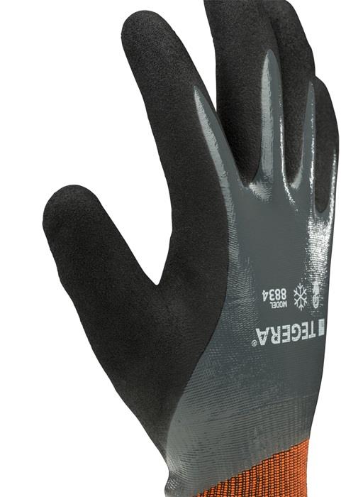 6 Pairs Tegera 8834 Fully Dipped Winter Lined Nitrile Gloves