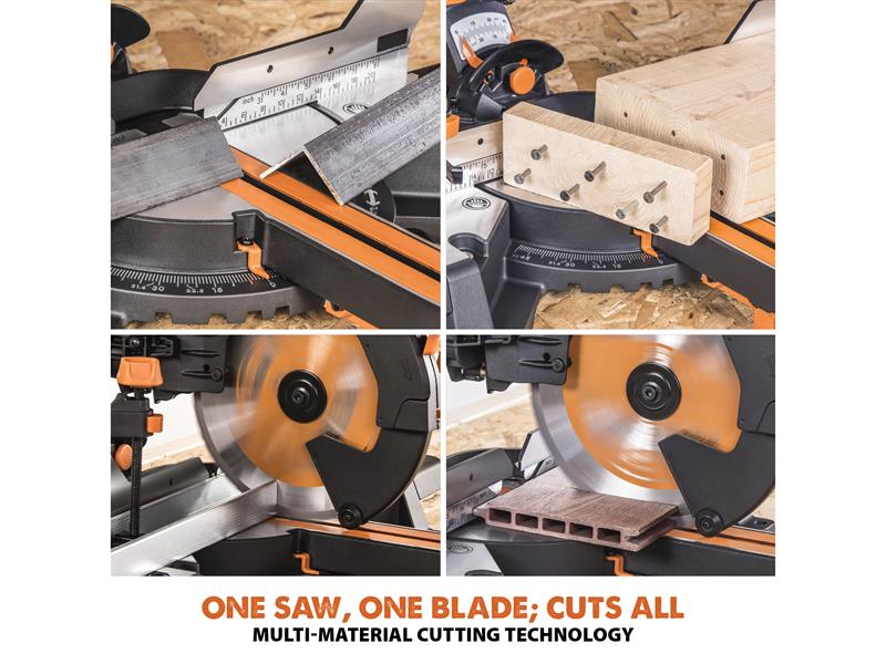 Evolution R255SMS - DB+ Multi - Material Sliding Mitre Saw 255mm 1600W 110V