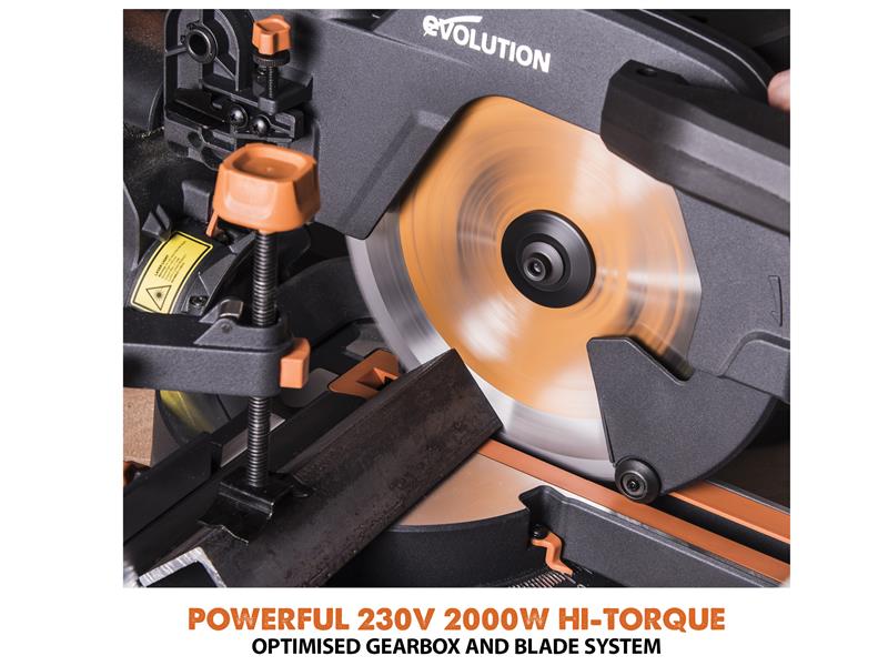 Evolution R255SMS+ Pro Multi - Material Sliding Mitre Saw 255mm 2000W 240V