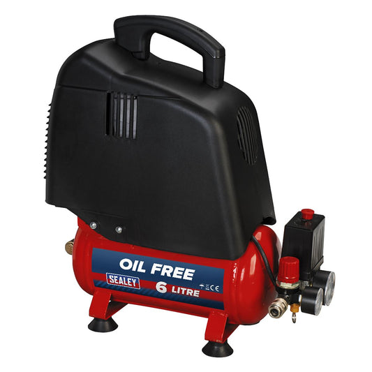 Sealey SAC00615 Air Compressor 6L Belt Drive 1.5hp Oil Free