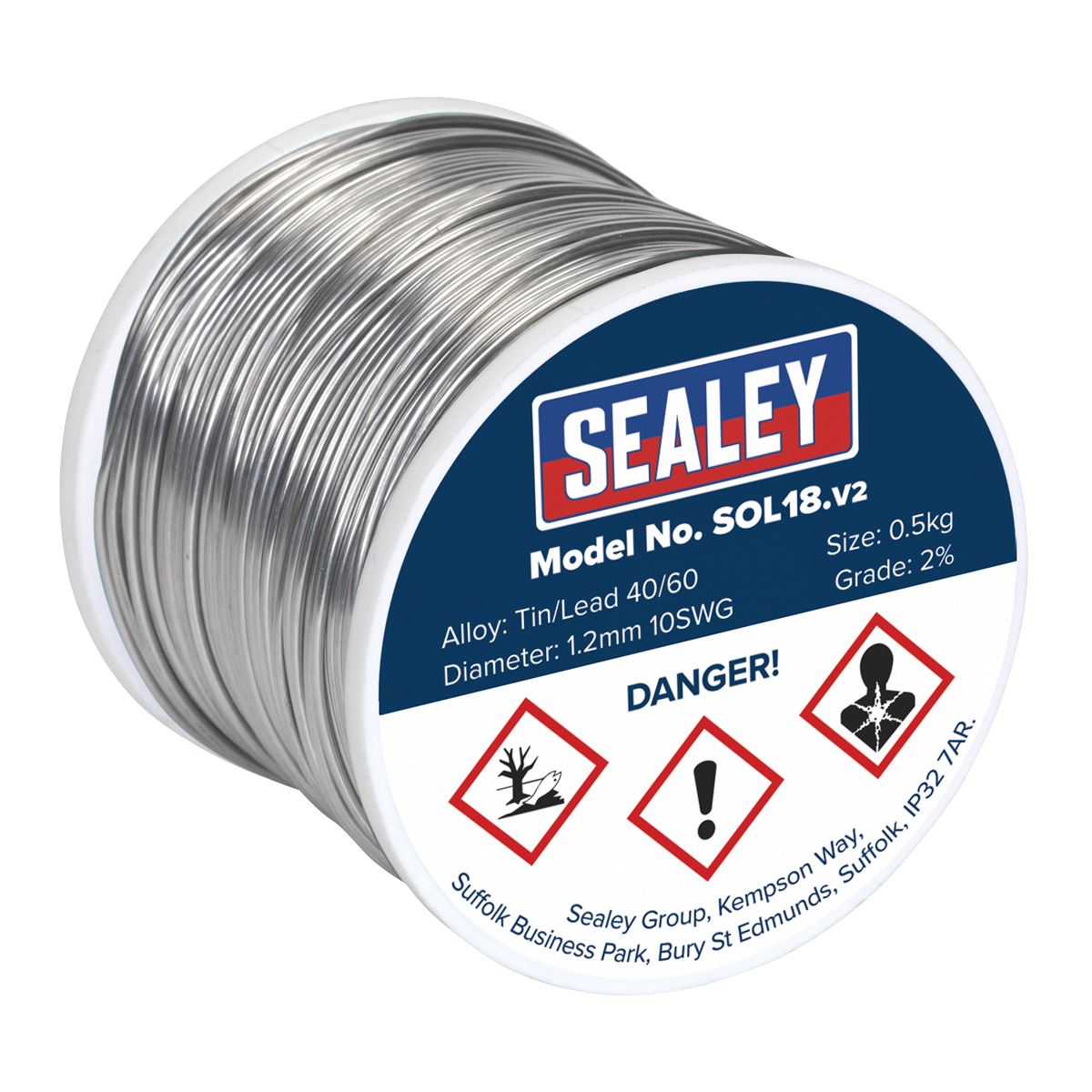 Sealey SOL18 Solder Wire Quick Flow 1.2mm/18SWG 40/60 0.5kg Reel