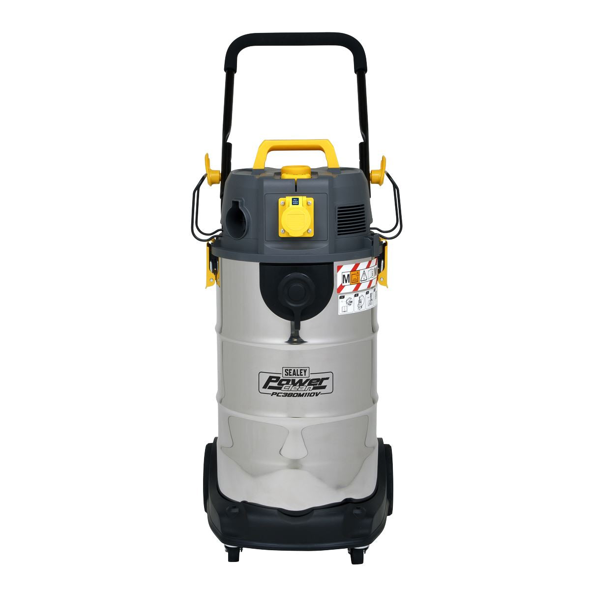 Sealey PC380M110V Vacuum Cleaner Industrial Dust-Free Wet/Dry 38L 1100W/110V Stainless Steel Drum M Class Filtration