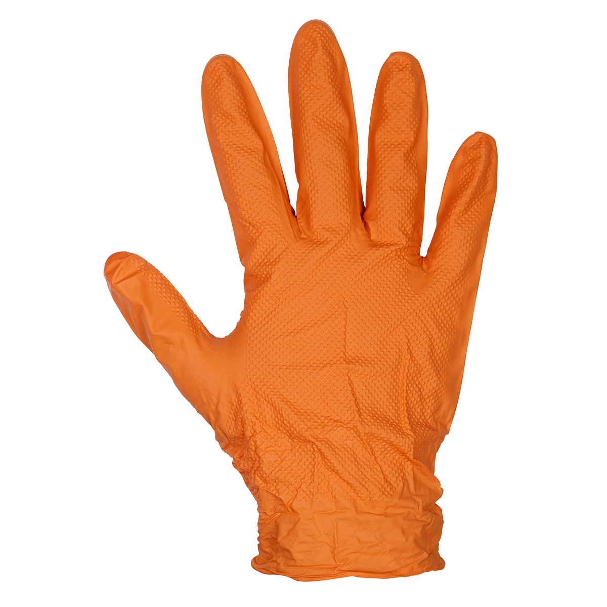 Sealey SSP56XL Orange Diamond Grip Extra-Thick Nitrile Powder-Free Gloves X-Large - Pack of 50