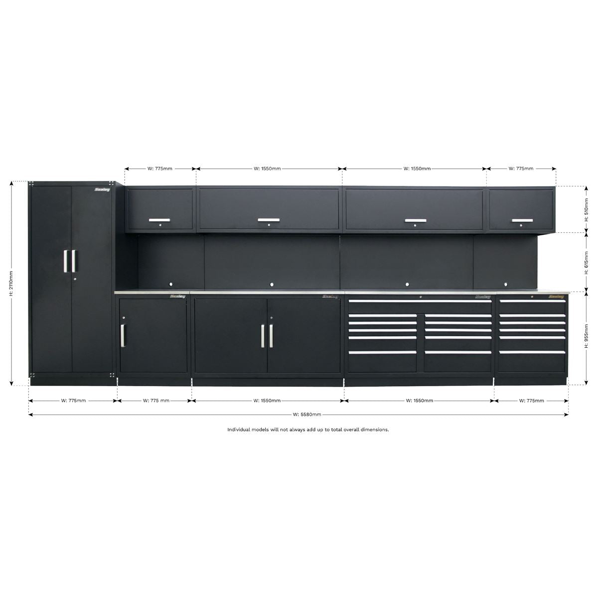 Sealey APMSSTEEL Premier 5.6m Storage System - Stainless Worktop